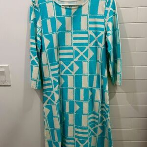 MAHI GOLD Blue Sheath Dress 3/4 Raglan Sleeve